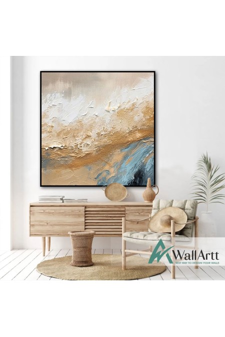 Abstract Earth n Sea 3d Heavy Textured Partial Oil Painting